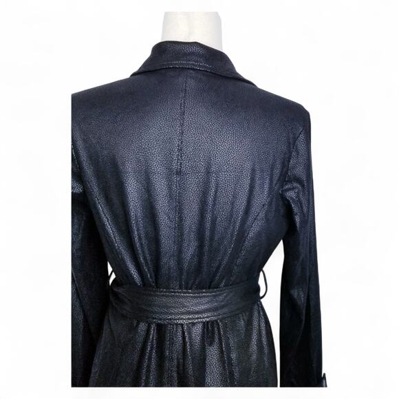 SIMPLY NOELLE Wrap Trench Mid Jacket Black Suedelook Embossed Print XS (4-6) - Picture 5 of 8